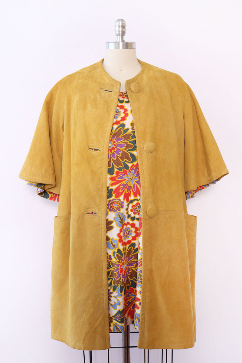 Mustard Suede Crop Sleeve Coat XS-M