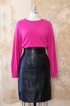 Pointed Waist Leather Pencil Skirt M