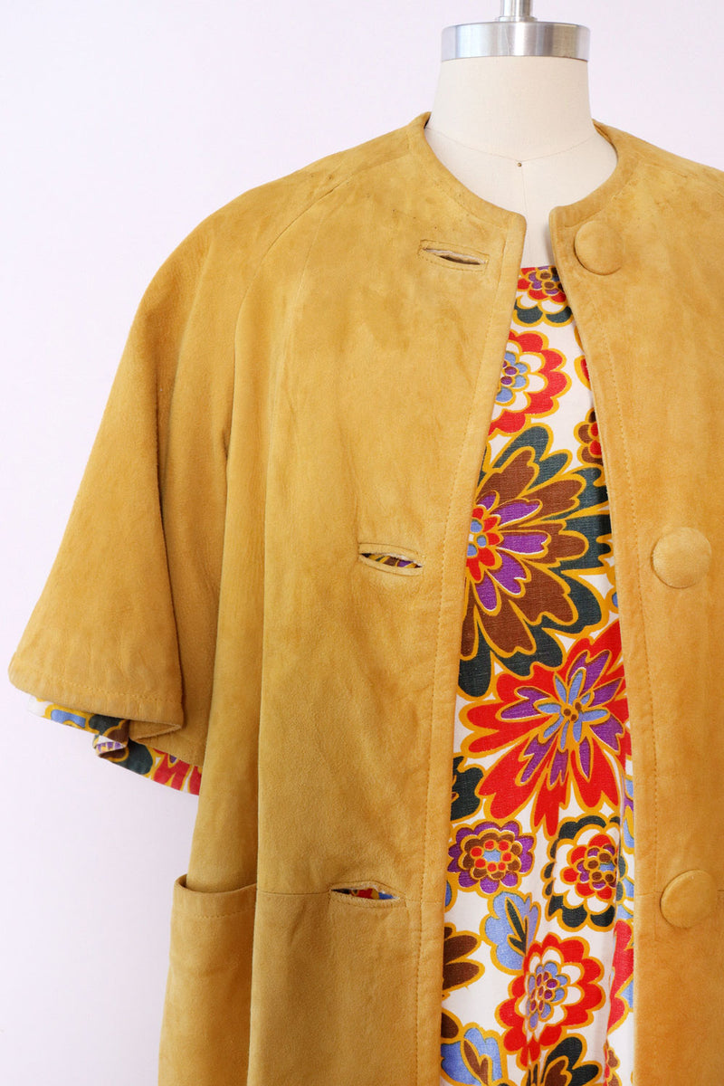 Mustard Suede Crop Sleeve Coat XS-M