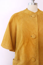 Mustard Suede Crop Sleeve Coat XS-M