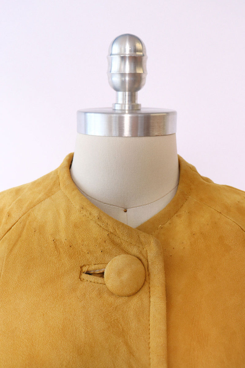 Mustard Suede Crop Sleeve Coat XS-M