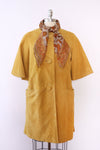 Mustard Suede Crop Sleeve Coat XS-M