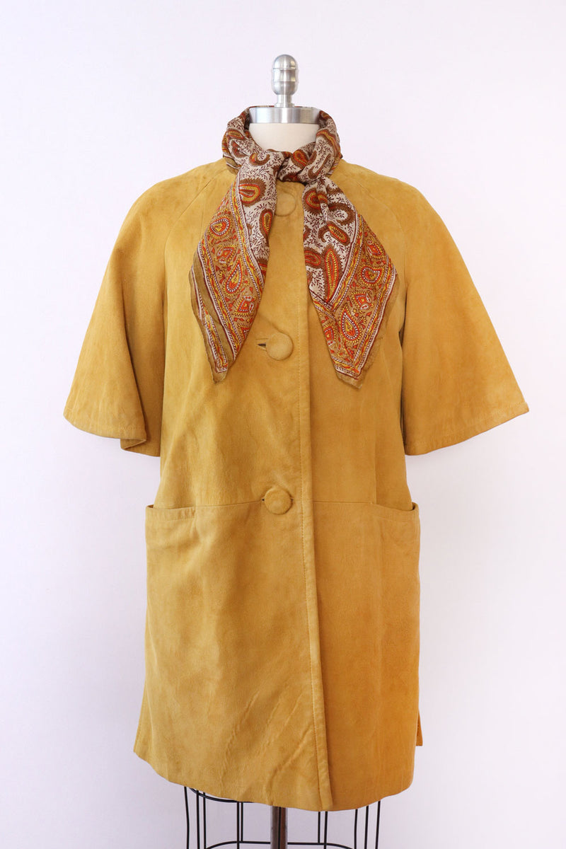 Mustard Suede Crop Sleeve Coat XS-M