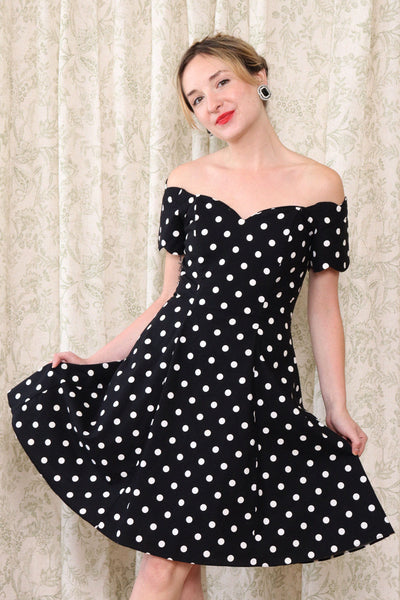 Off Shoulder Polka Dot Party Dress M – OMNIA