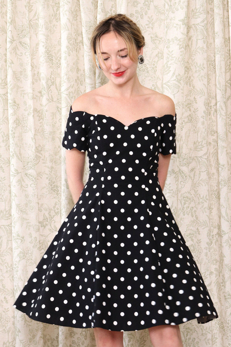 Off Shoulder Polka Dot Party Dress M – OMNIA