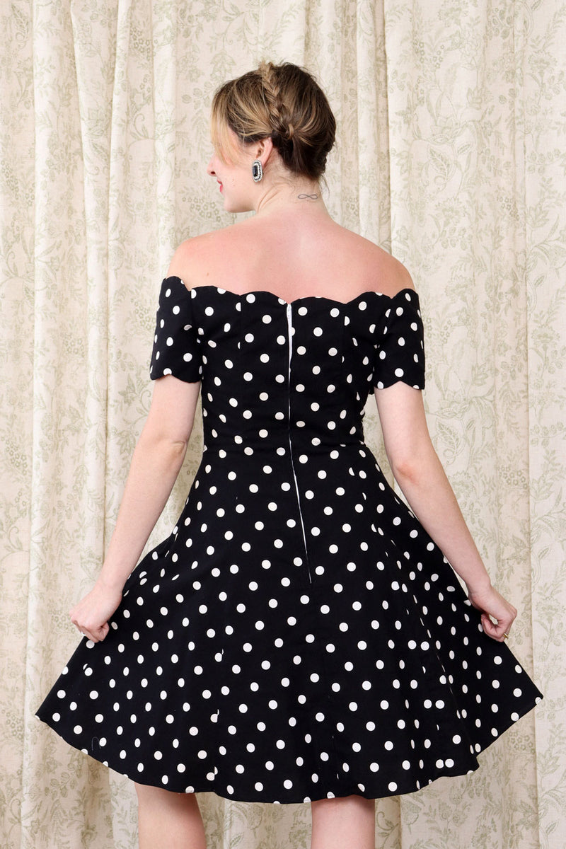 Off Shoulder Polka Dot Party Dress M OMNIA Off Shoulder Polka Dot Party Dress M OMNIA