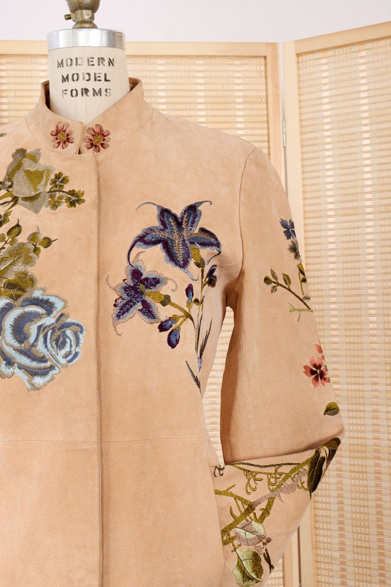 Blush Suede Embroidered Jacket M/L