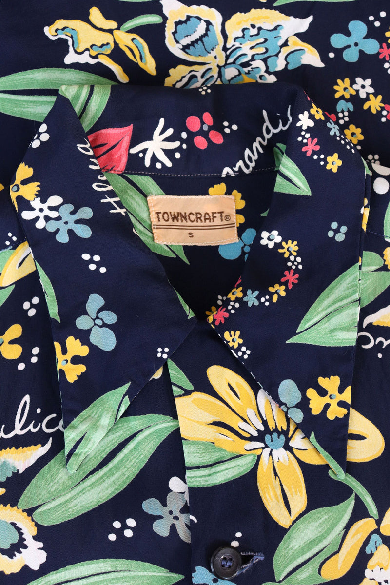 1940s Cold Rayon Botanical Buttondown M