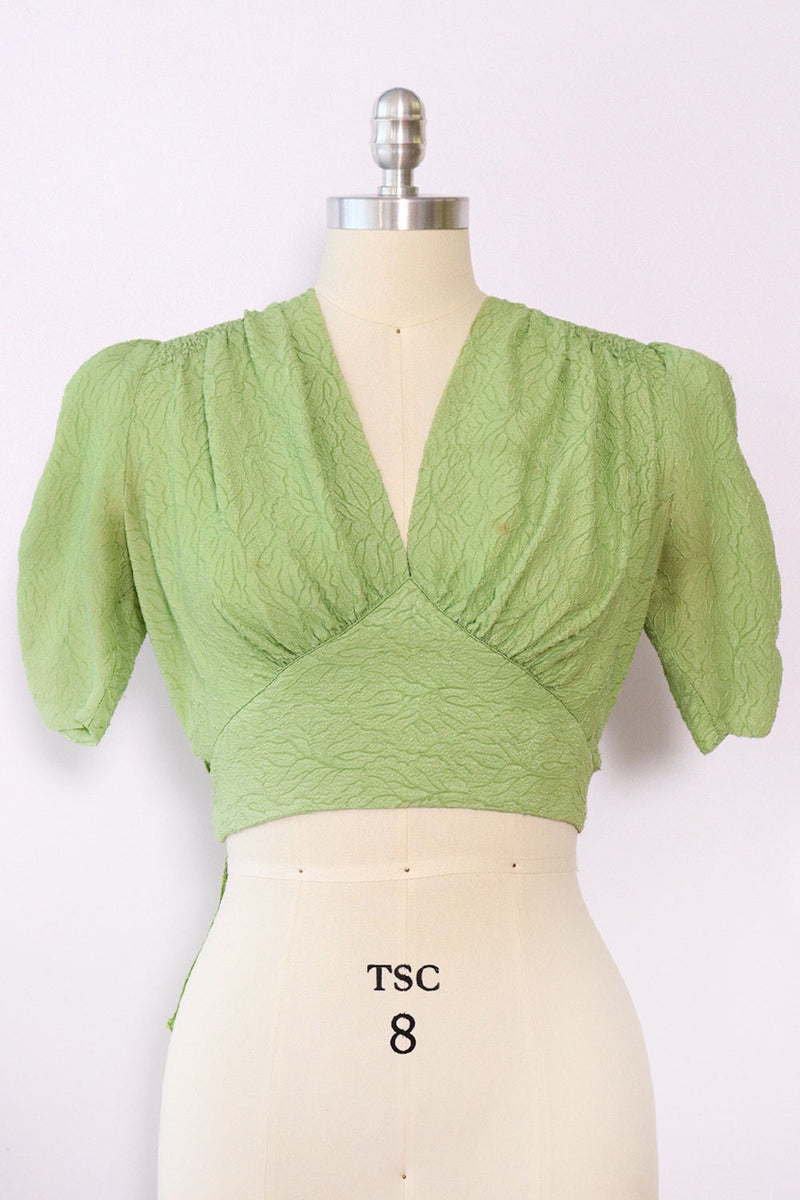 1940s Celery Crop Top M