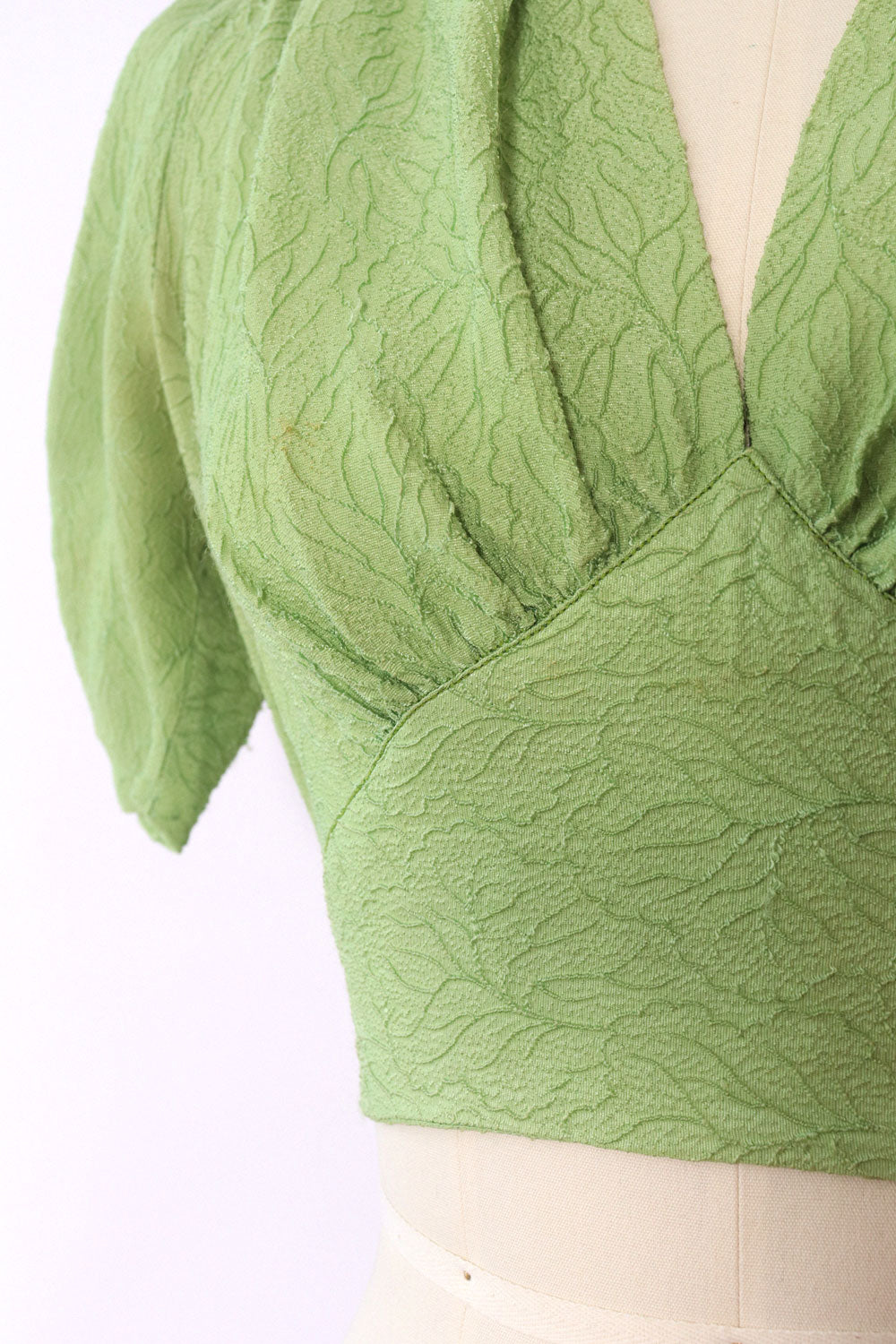 1940s Celery Crop Top M