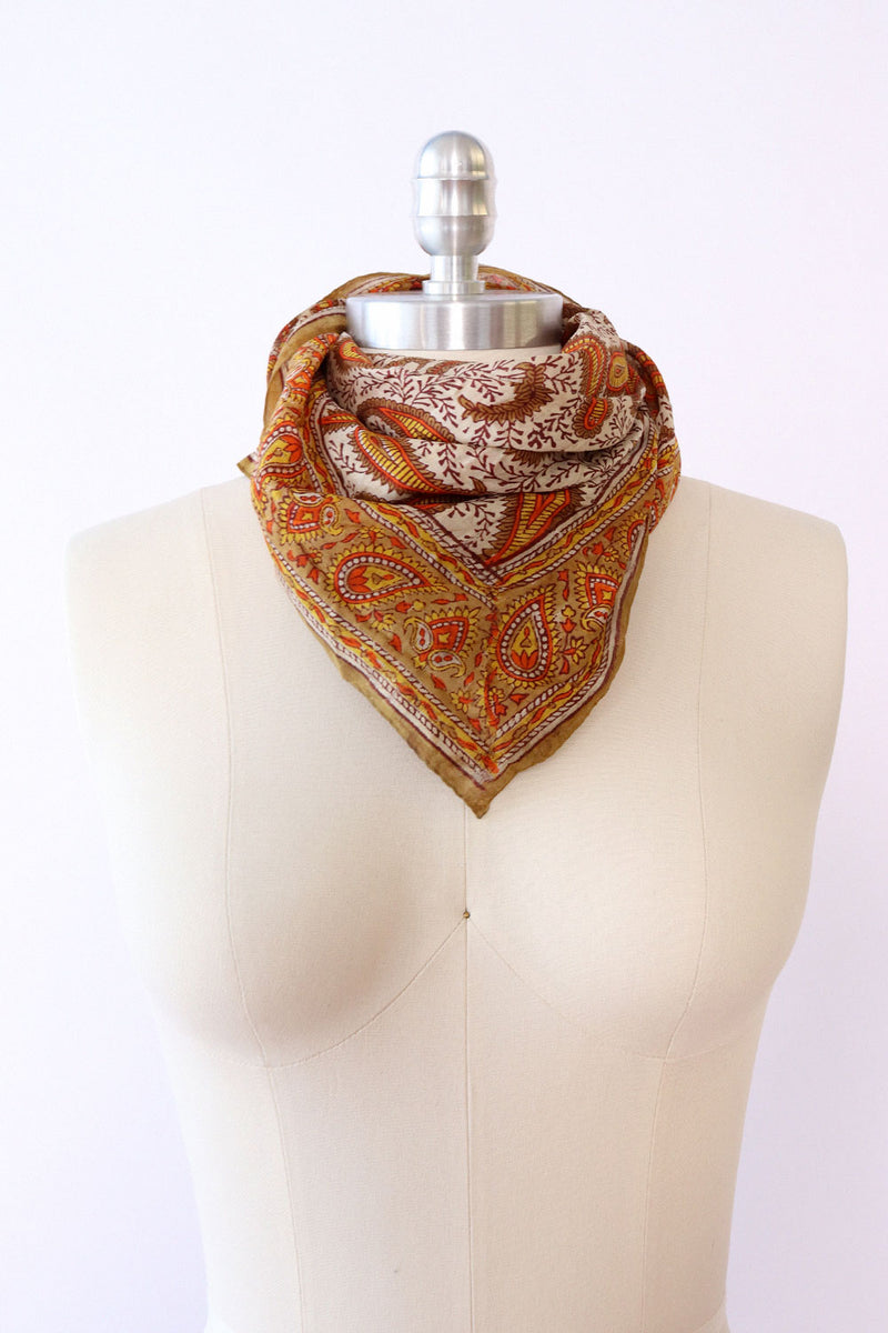 Ochre Silk Paisley Scarf