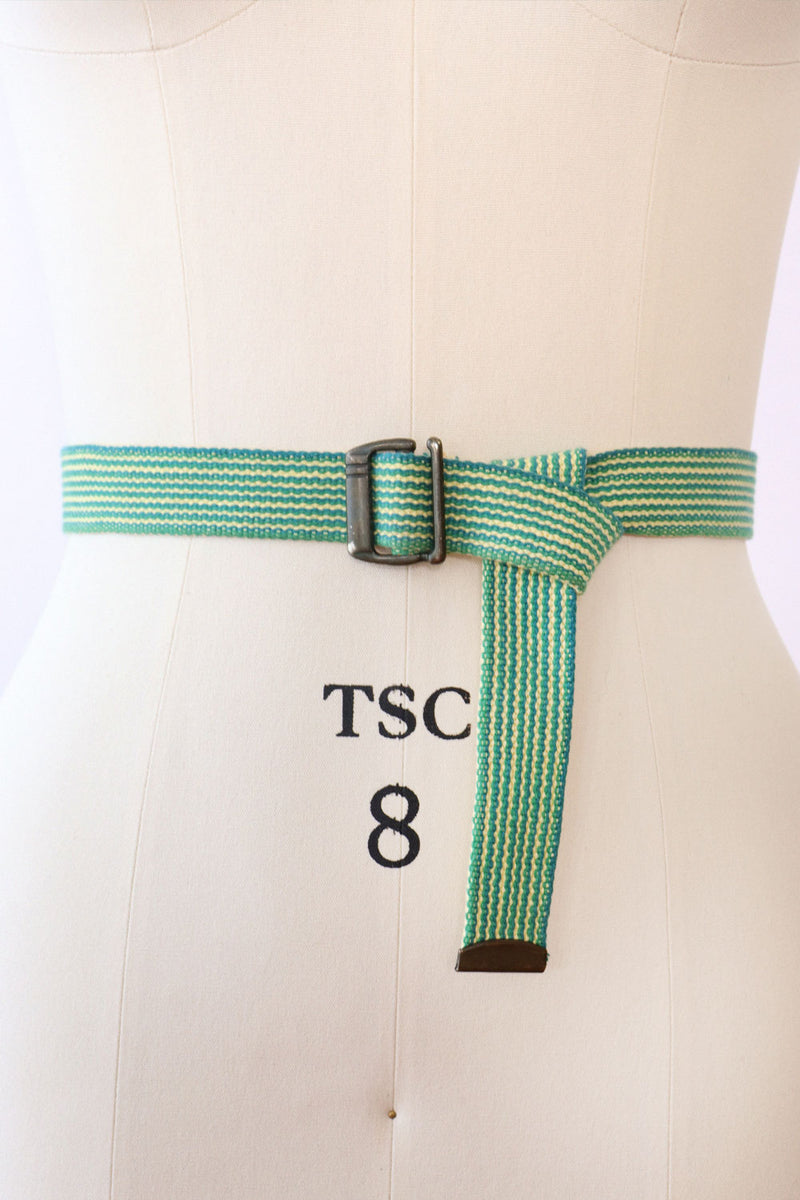Italian Grass Green Webbed Belt
