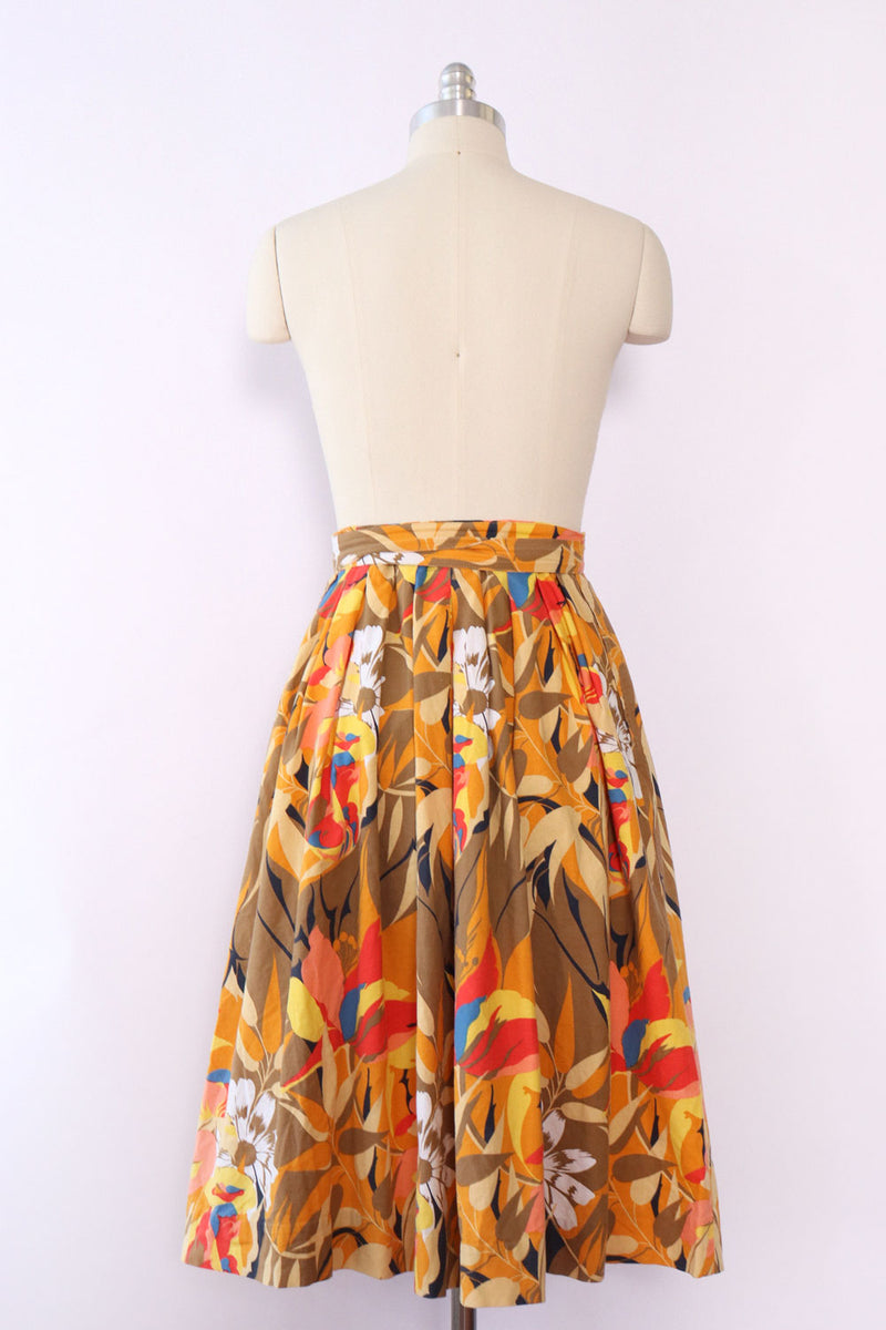 Autumnal Cotton Pocket Skirt M/L