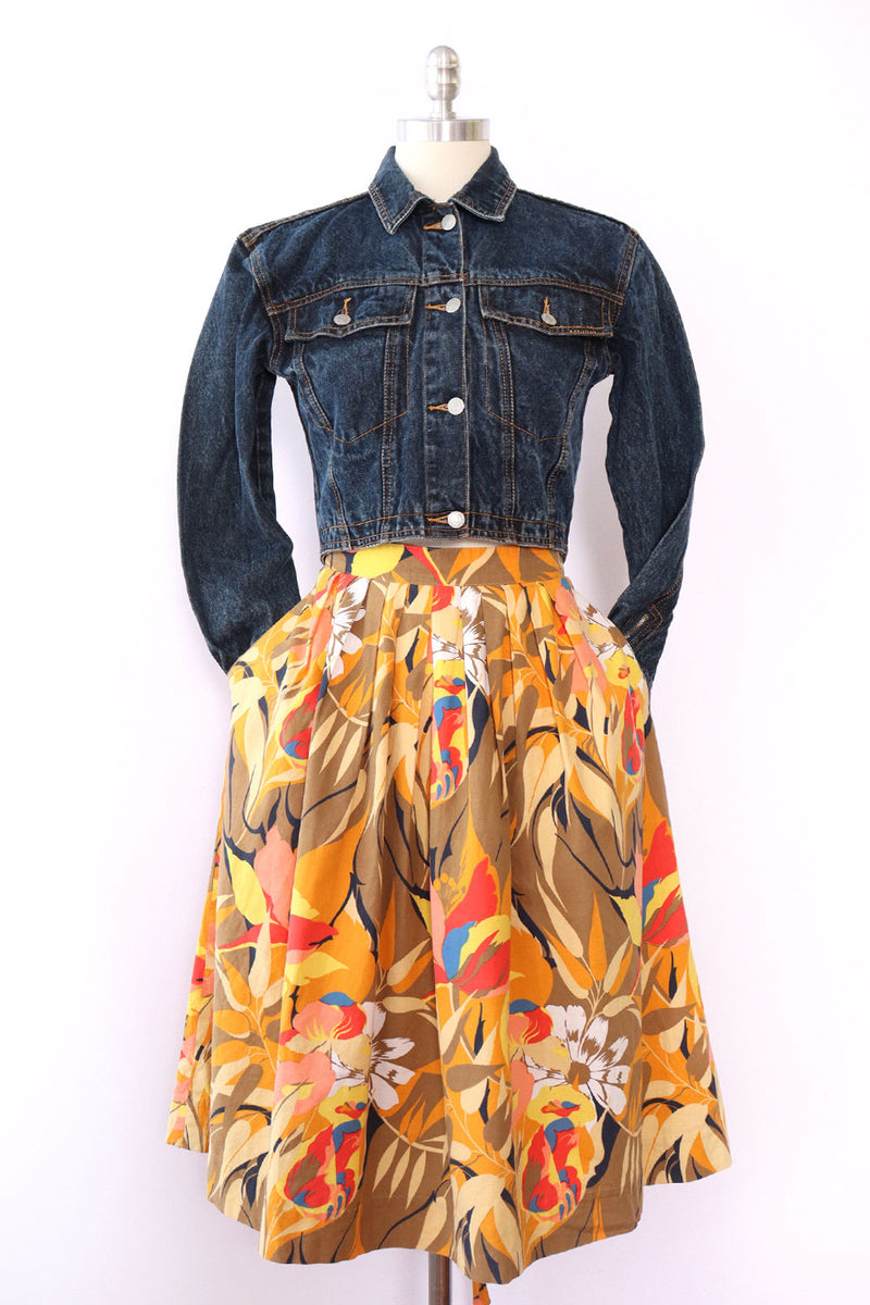 Autumnal Cotton Pocket Skirt M/L