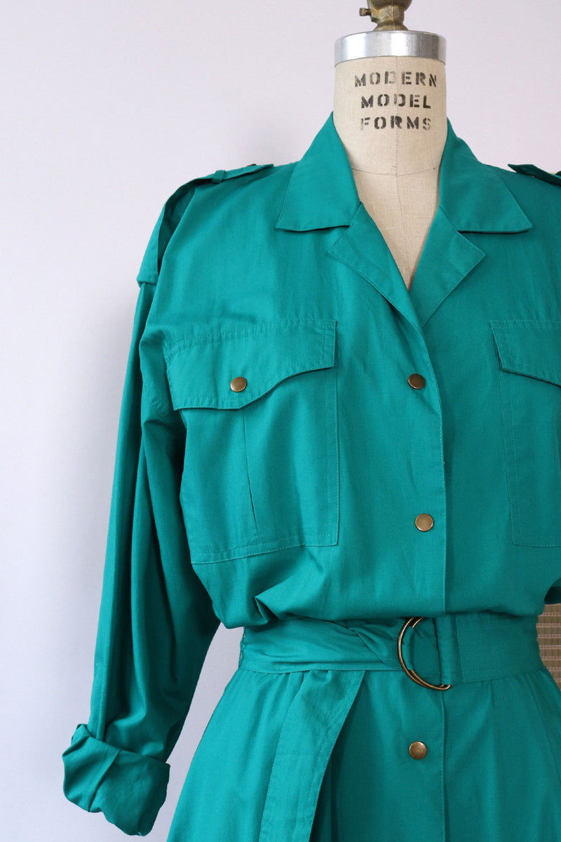 Teal Toussaint Flared Shirtdress M/L