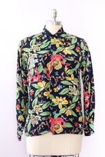 1940s Cold Rayon Botanical Buttondown M