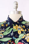 1940s Cold Rayon Botanical Buttondown M