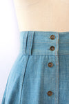 70s Wide Denim Flare Skirt S