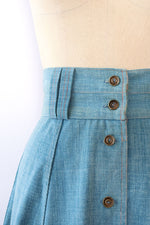 70s Wide Denim Flare Skirt S