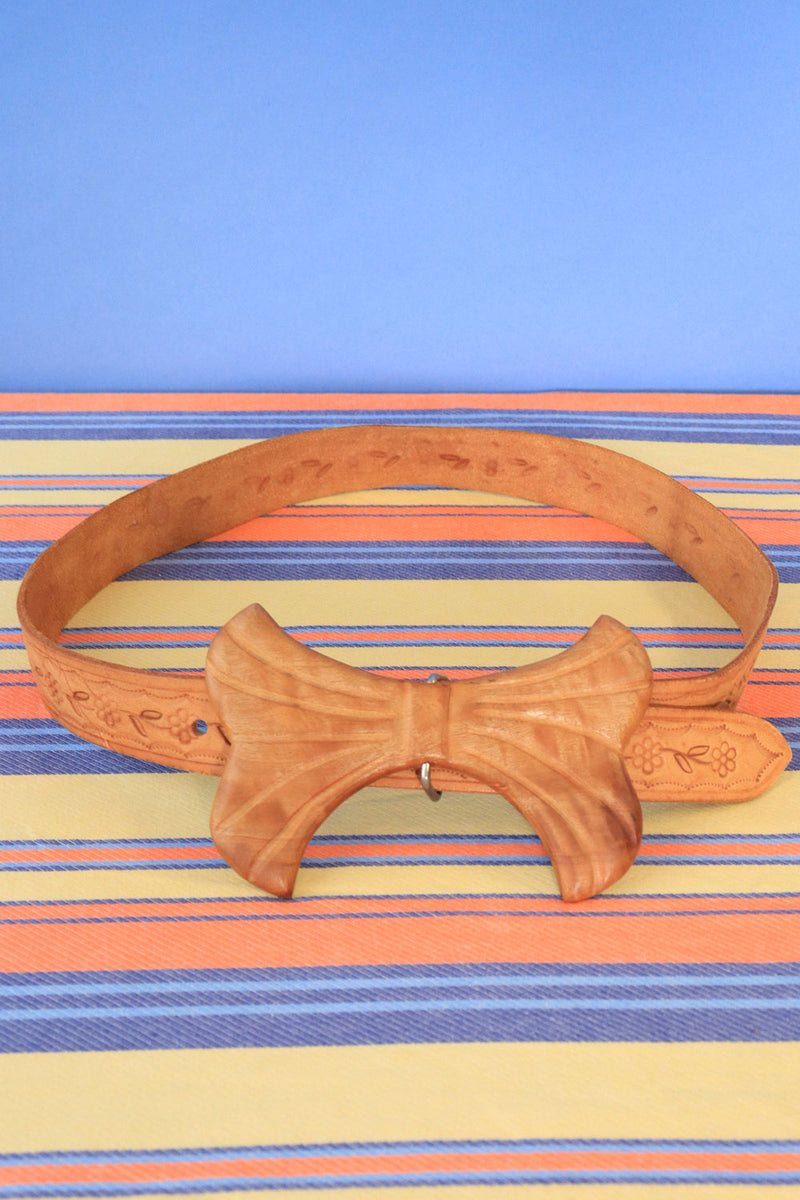 Maple Tooled Leather Bow Belt