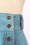 70s Wide Denim Flare Skirt S