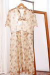 1940s Sheer Sepia Floral Dress M/L