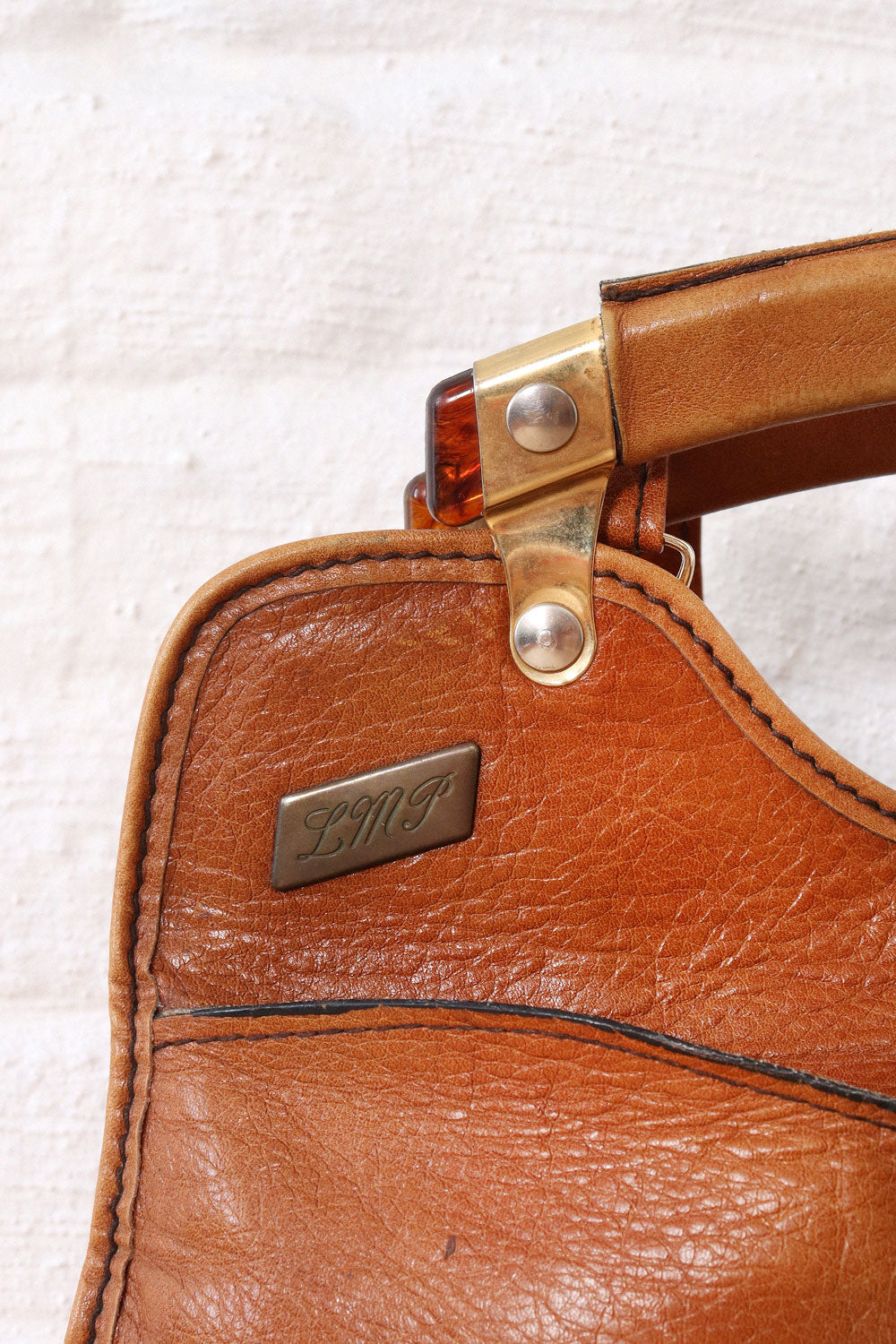 Pecan Leather Satchel Purse