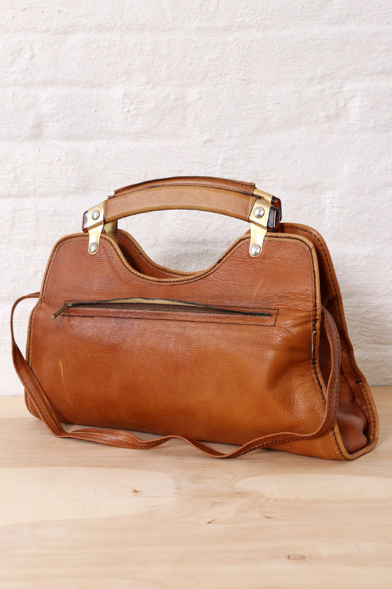 Pecan Leather Satchel Purse