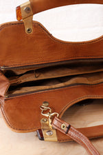 Pecan Leather Satchel Purse