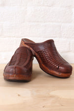 Woven Redwood Leather Clogs 8