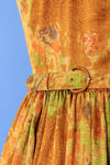 Golden Abstract Midcentury Silk Dress S