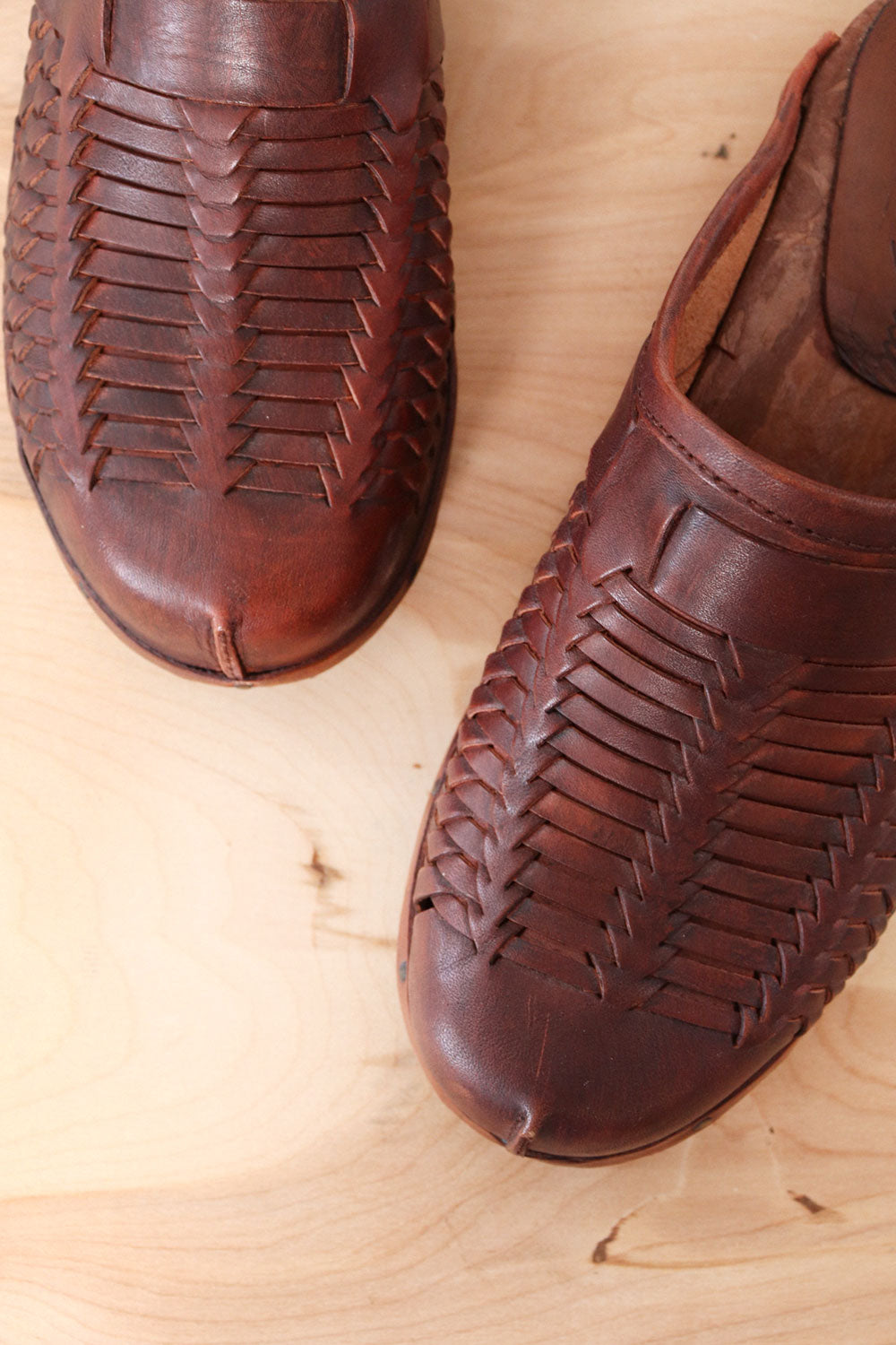 Woven Redwood Leather Clogs 8