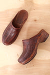 Woven Redwood Leather Clogs 8