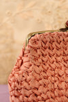 Woven Rose Kisslock Clutch