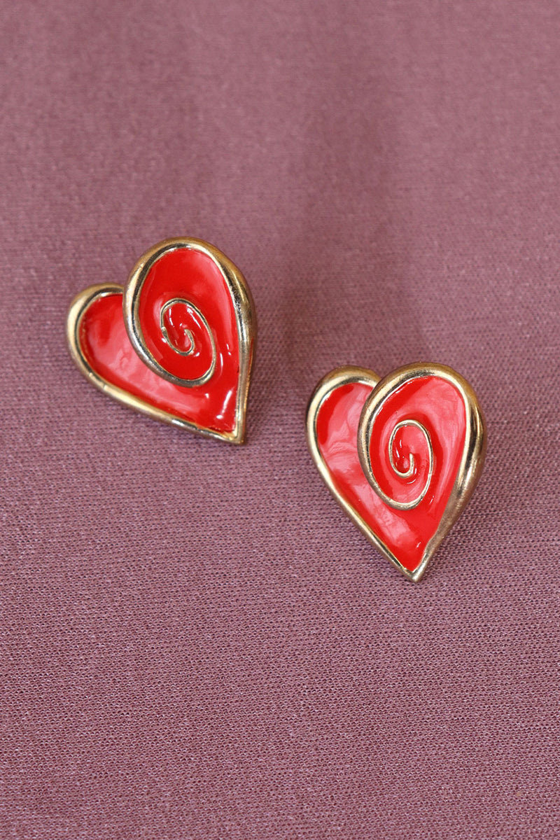 Swirly Heart Post Earrings