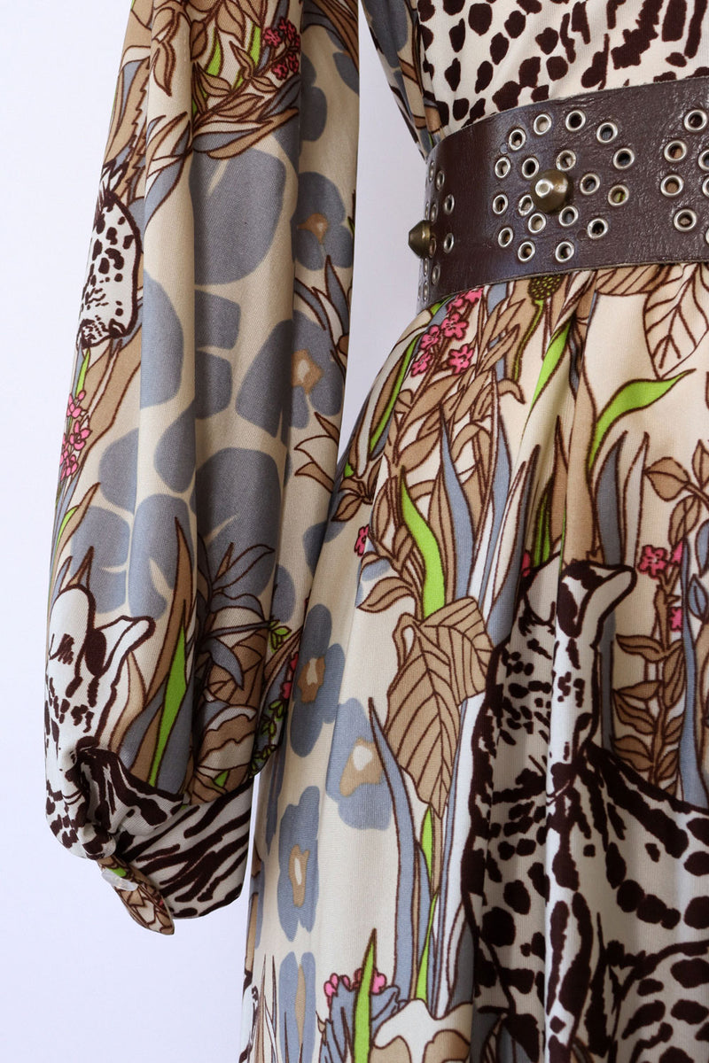 Jungle Camouflage Maxi Dress M/L OMNIA Jungle Camouflage Maxi Dress M/L OMNIA