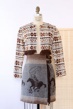 I Magnin Woven Fringe Bolero XS/S