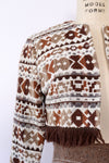 I Magnin Woven Fringe Bolero XS/S