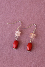 Dainty Pink and Red Drop Earrings