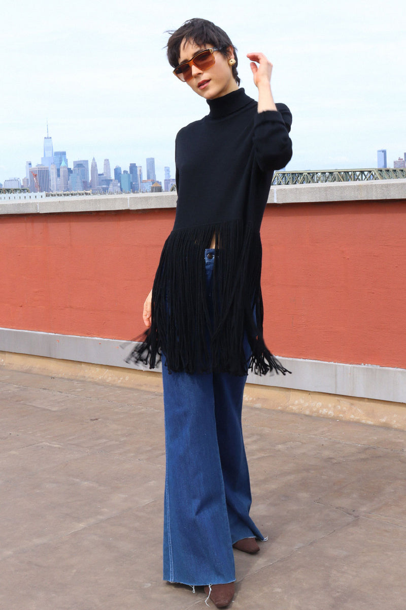 Jovine Wool Fringe Turtleneck S-L