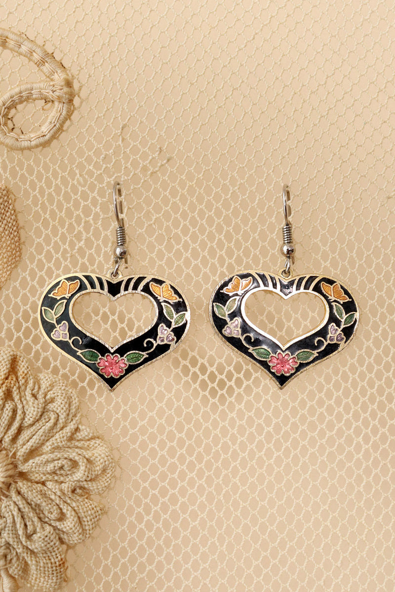 Floral Heart Enamel Earrings