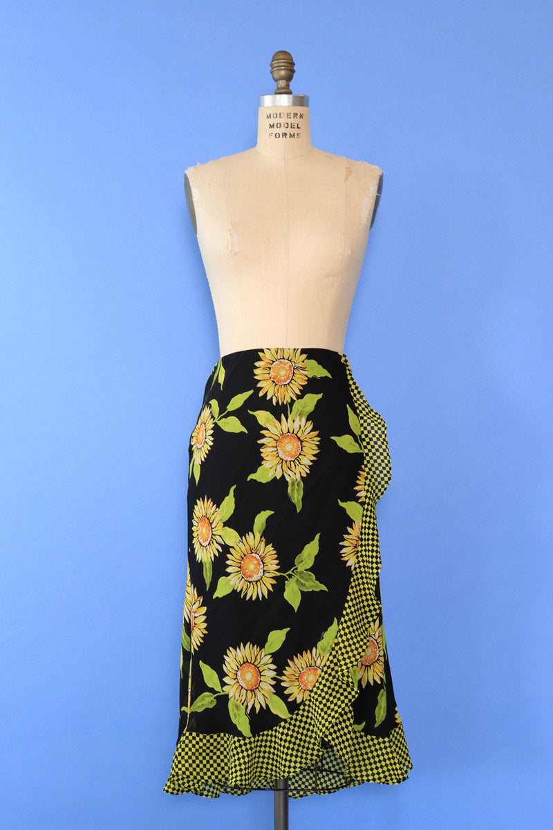 Sunflower Checkered Flutter Skirt M/L