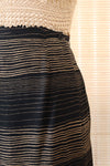 Black and Tan Stripey Silk Skirt M