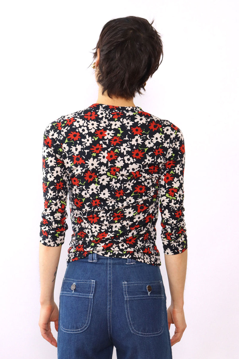 Y2K Silk Floral Knit Top XS/S