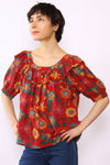 Putomayo Cotton Gauze Ruffle Top M