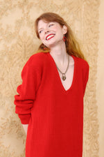 Slouchy Scarlet Sweater Dress S-L