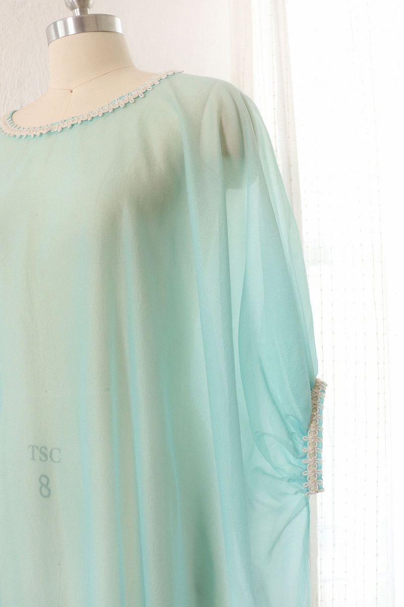 Turquoise Chiffon Sheer Caftan S-L