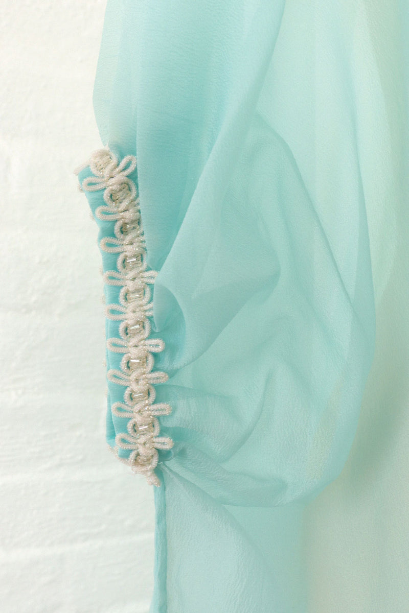 Turquoise Chiffon Sheer Caftan S-L