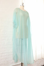 Turquoise Chiffon Sheer Caftan S-L