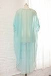 Turquoise Chiffon Sheer Caftan S-L